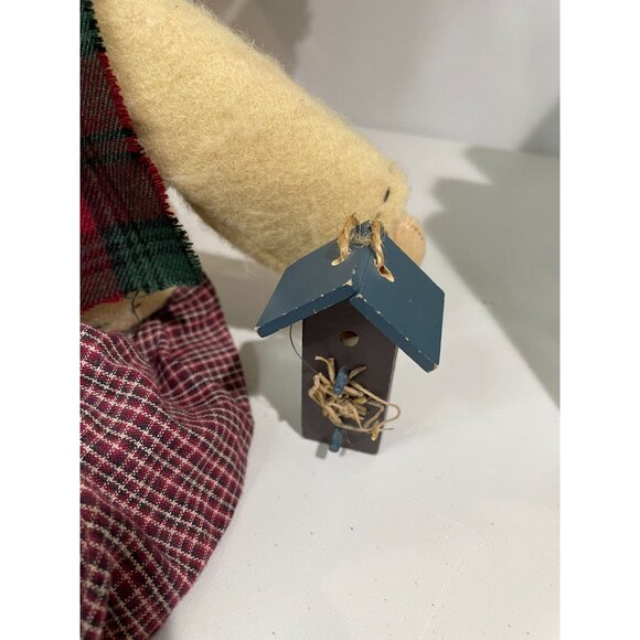 Handcrafted Decorative Snowman Doll With Scarf & Birdhouse Figurine - Picture 5 of 9